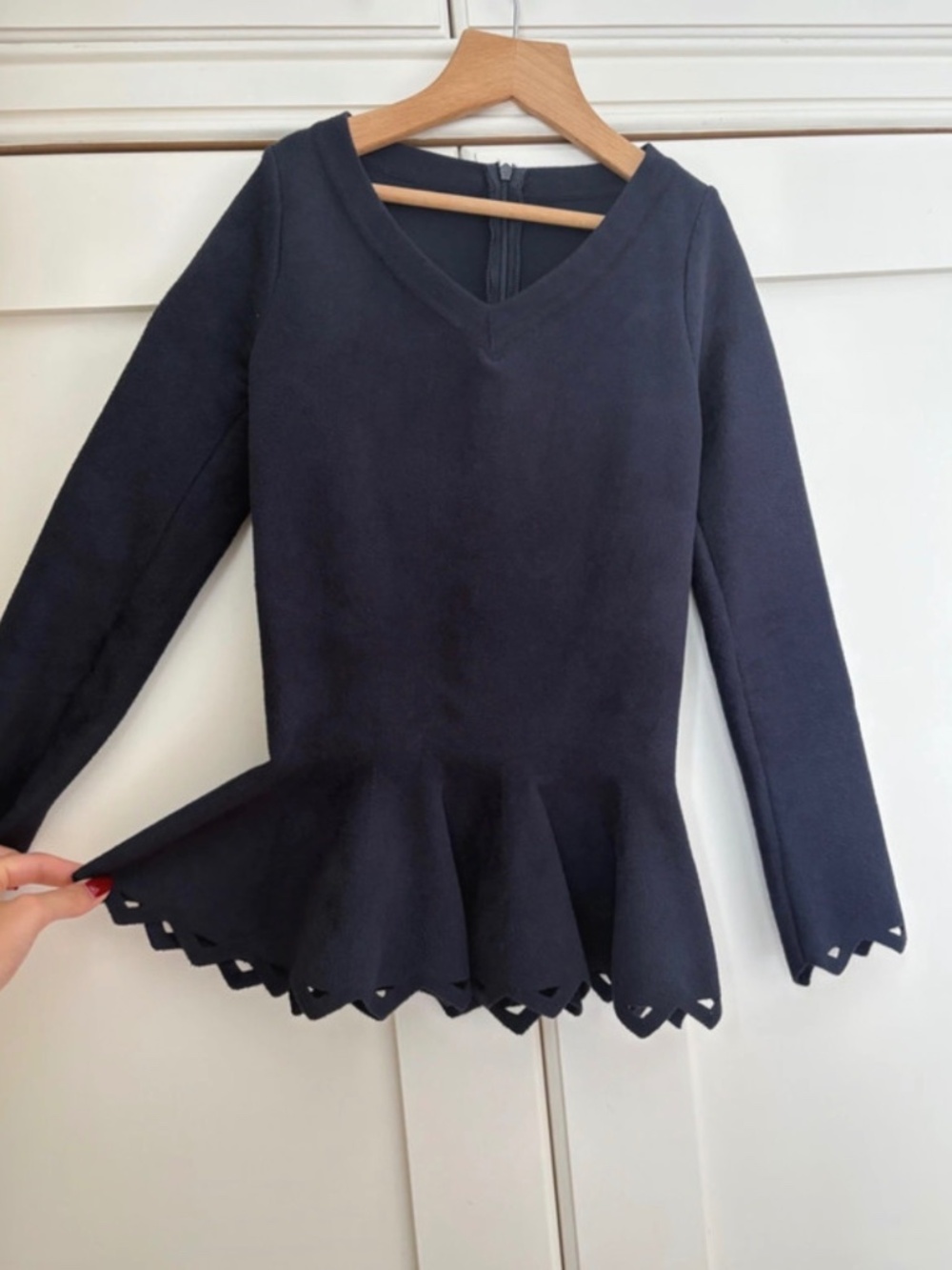 Alaia peplum navy top long sleeve EU36 S